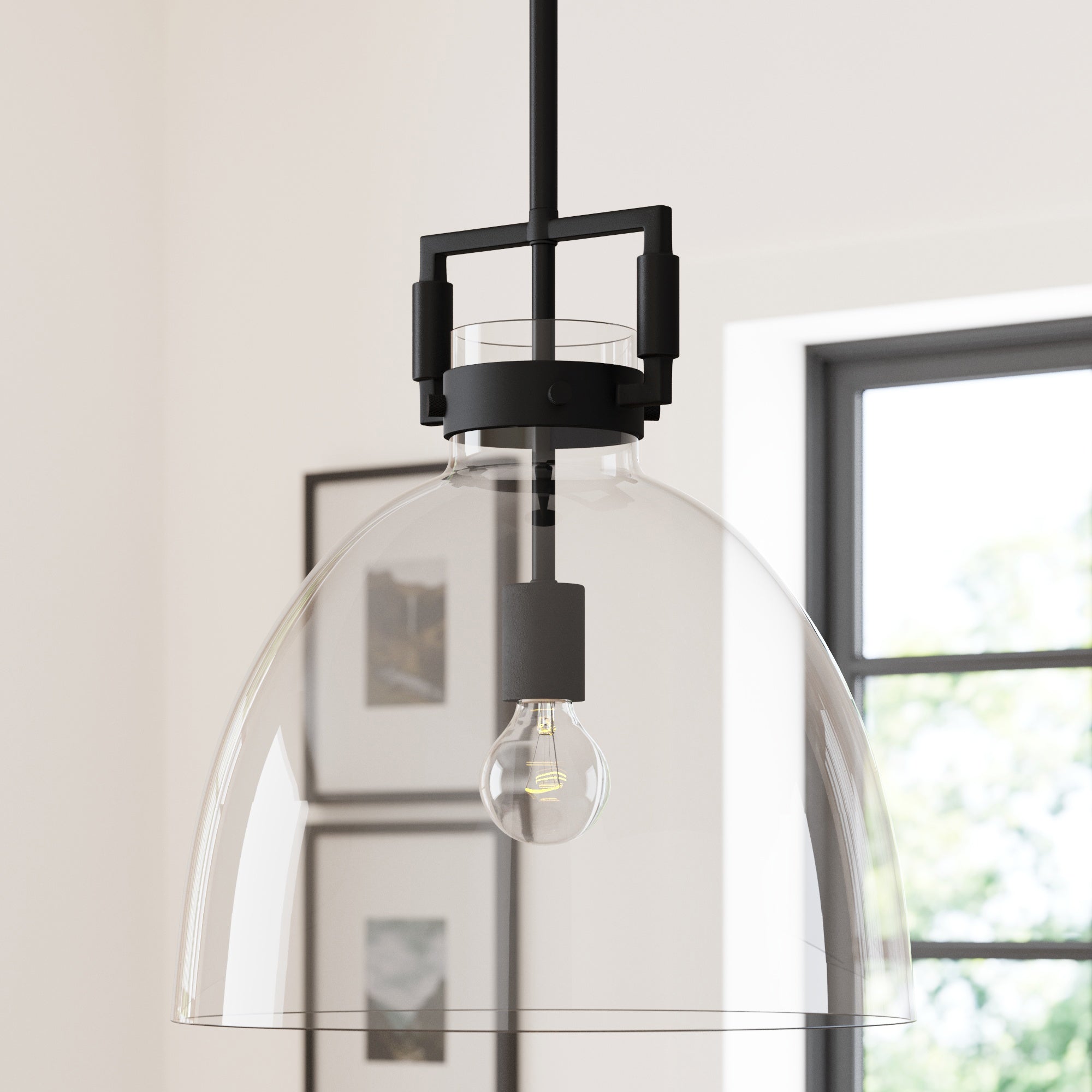 Glass Dome Shade Ceiling Pendant Light