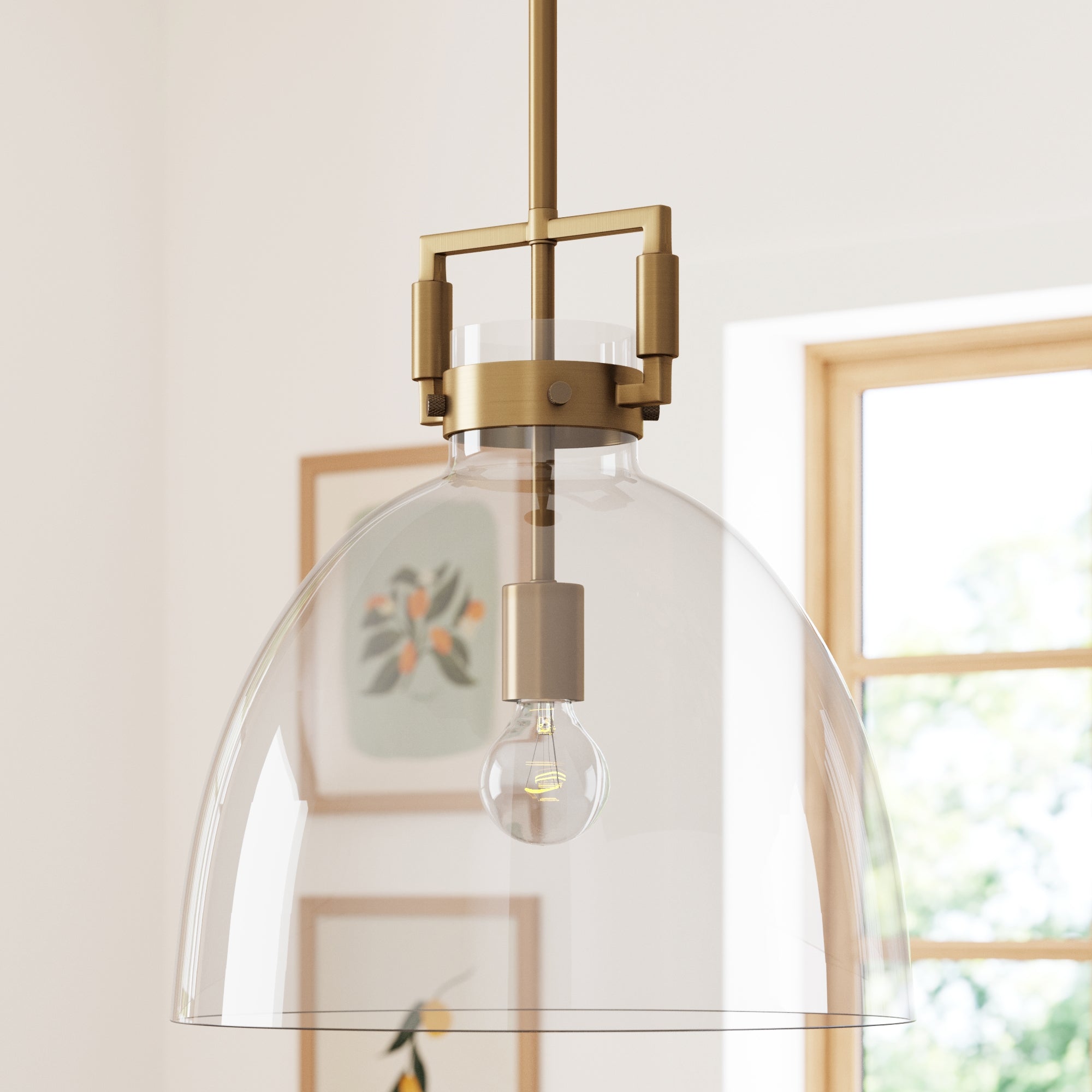 Glass Dome Shade Ceiling Pendant Light