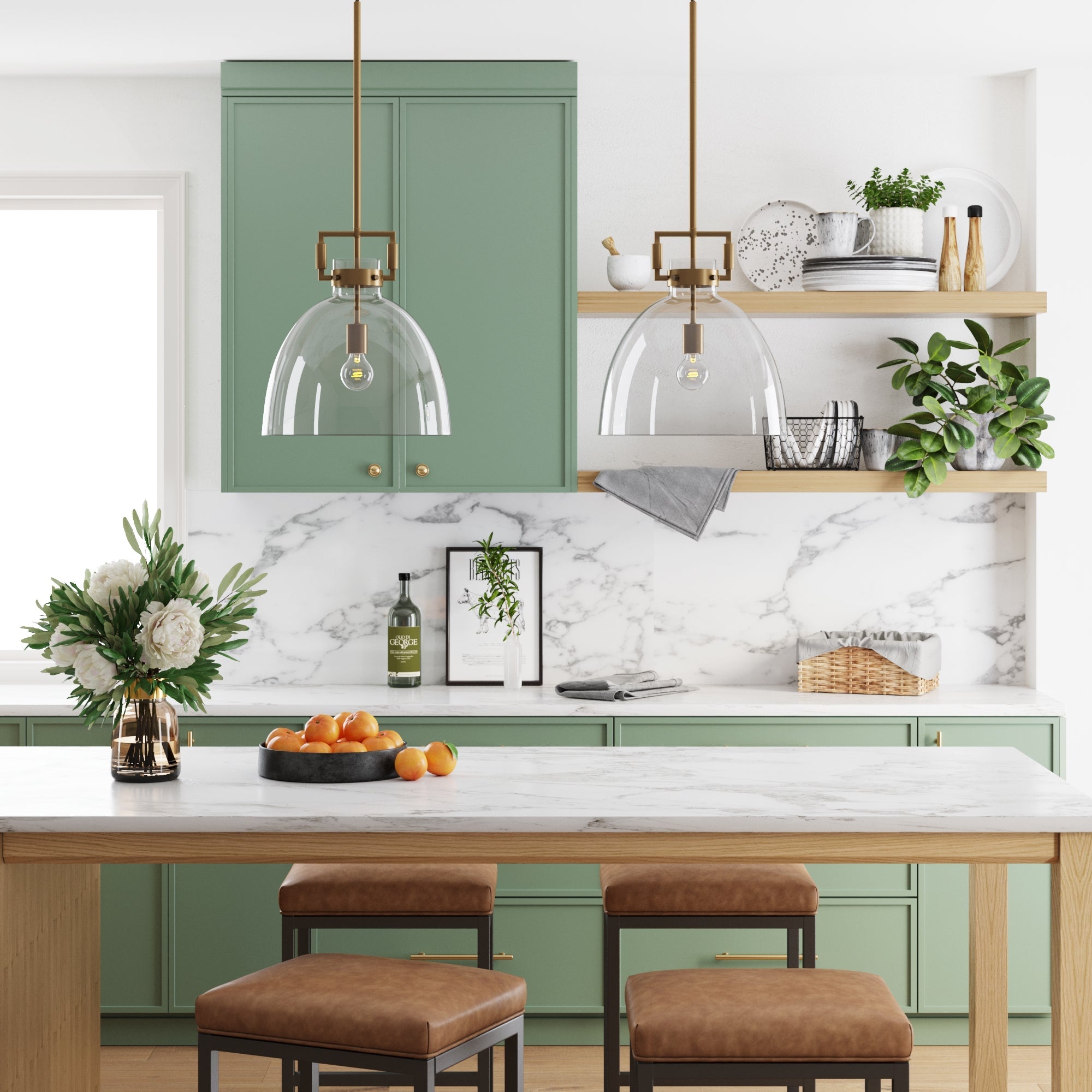 Glass Dome Shade Ceiling Pendant Light
