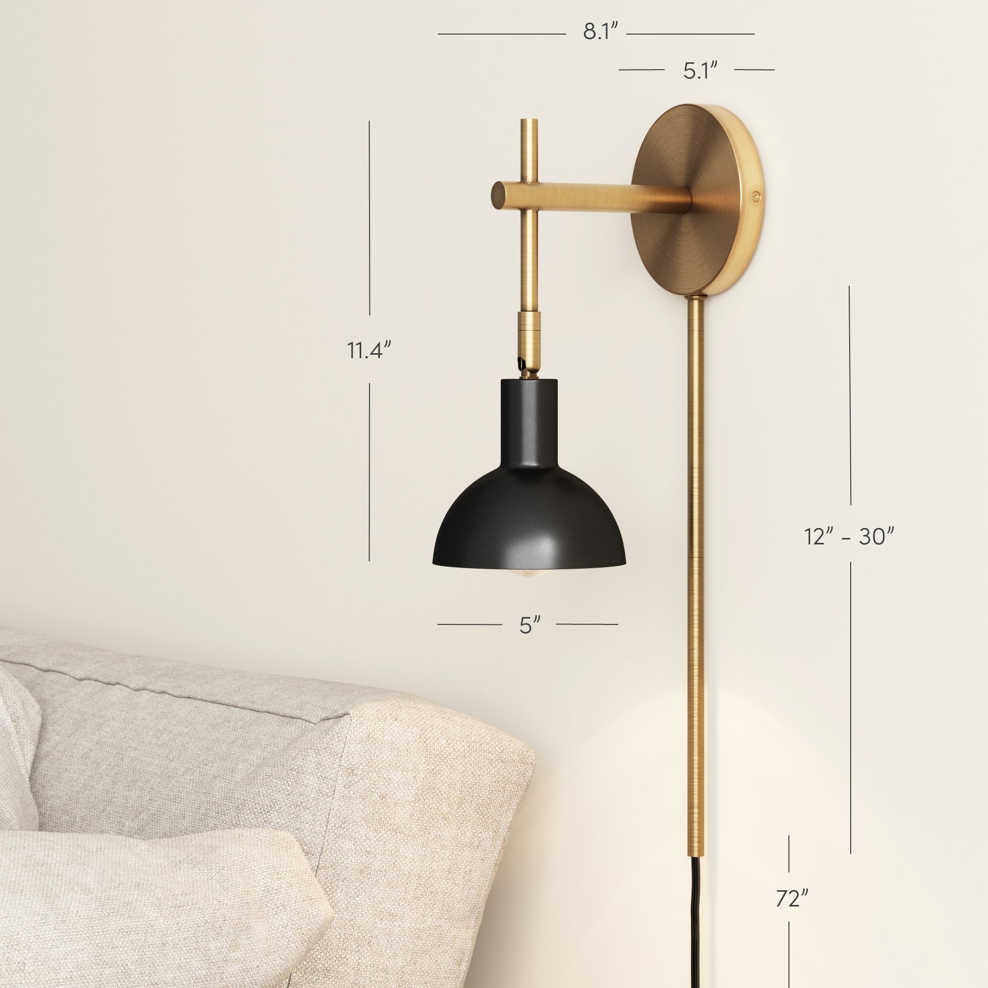 Plug-In Adjustable Metal Wall Light