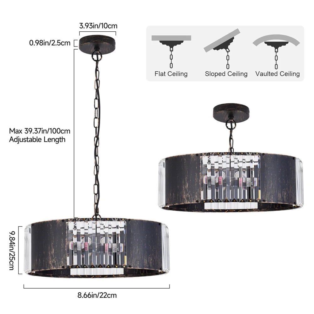 Black Crystal Pendant Light