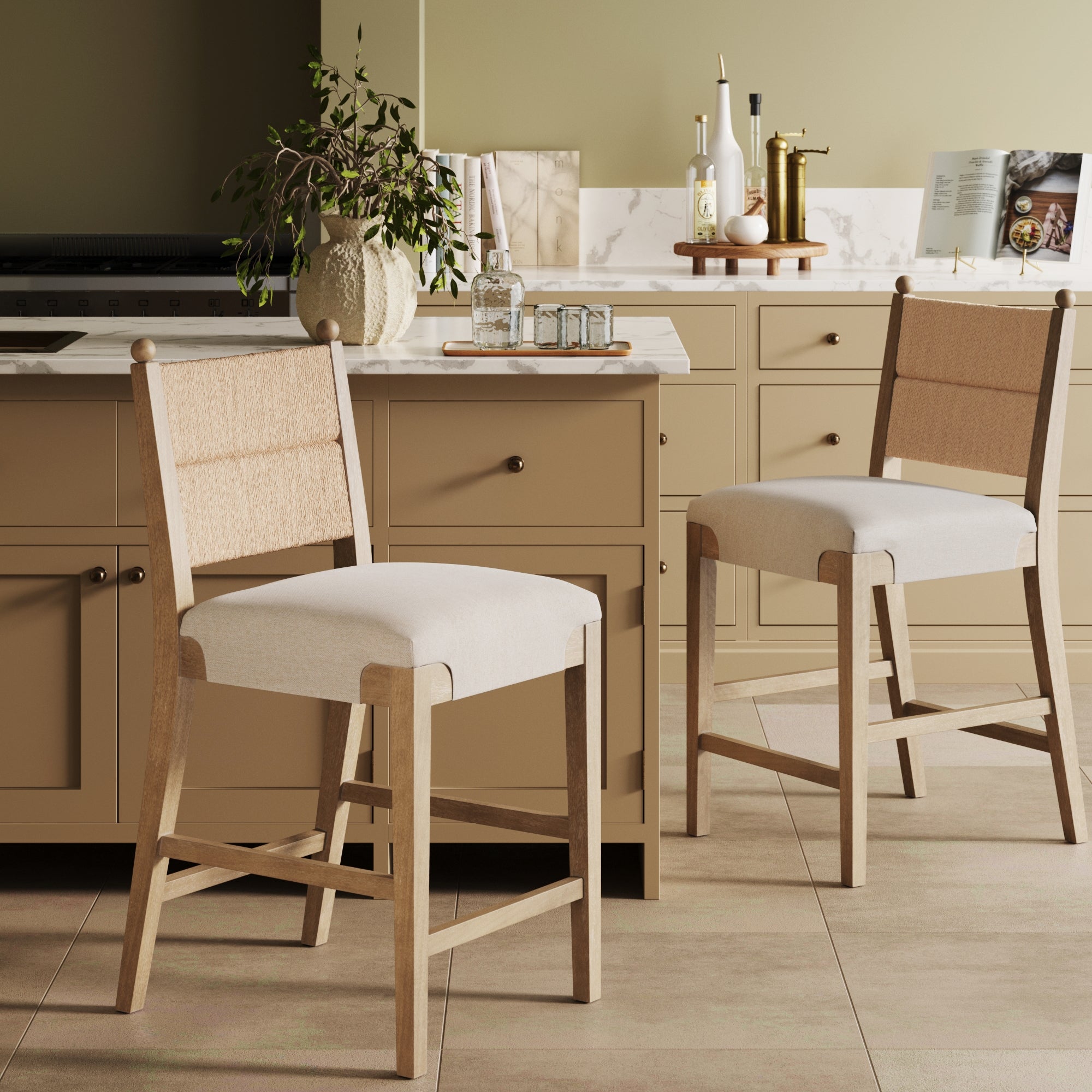 Seagrass & Wood Bar Stool