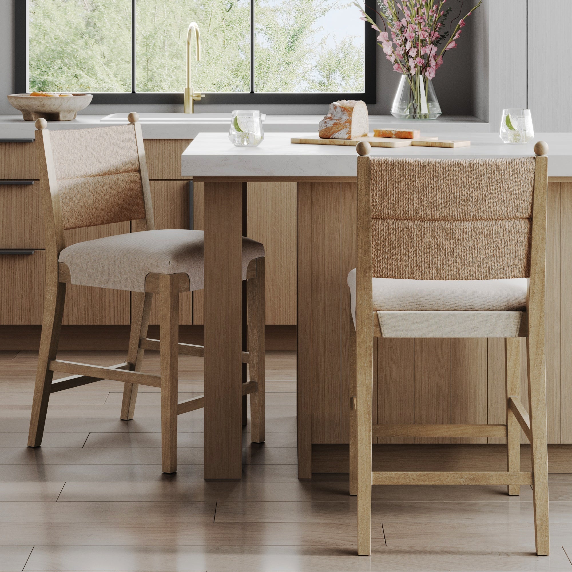 Seagrass & Wood Bar Stool