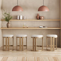 Barrel Wooden Backless Bar Stool Light Brown Set of 4