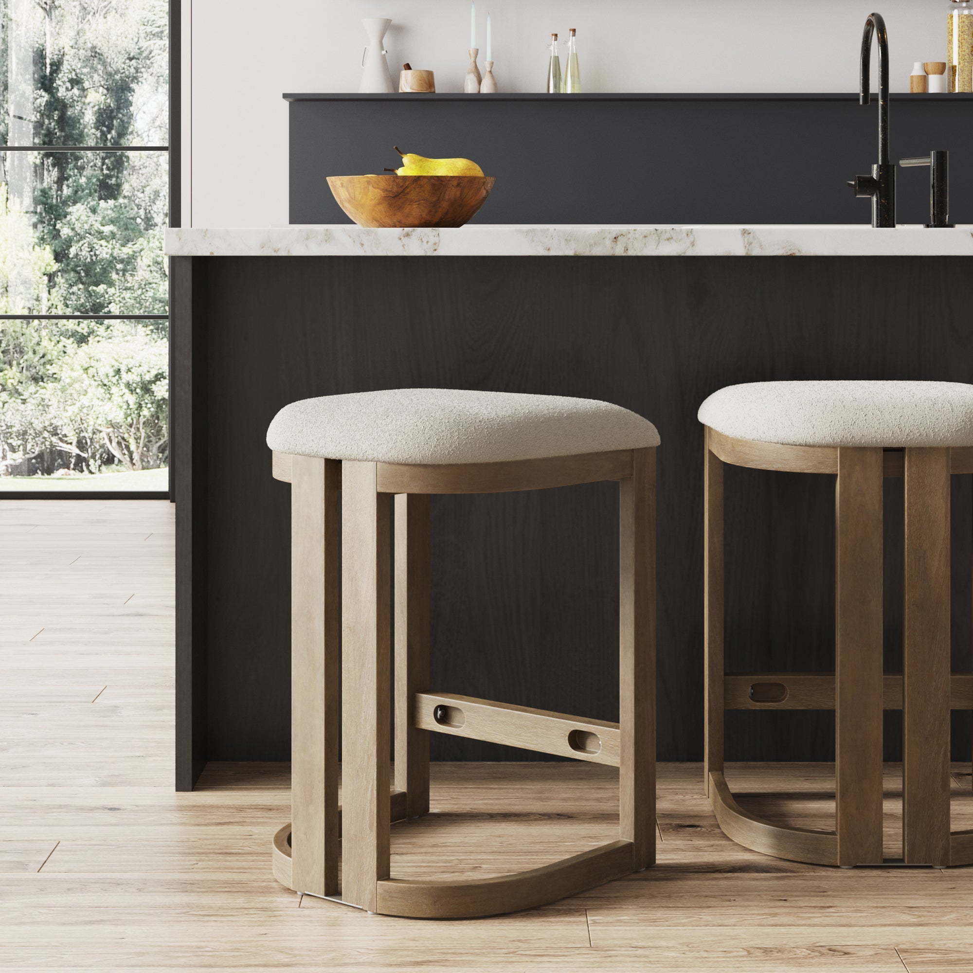 Barrel Wooden Backless Bar Stool