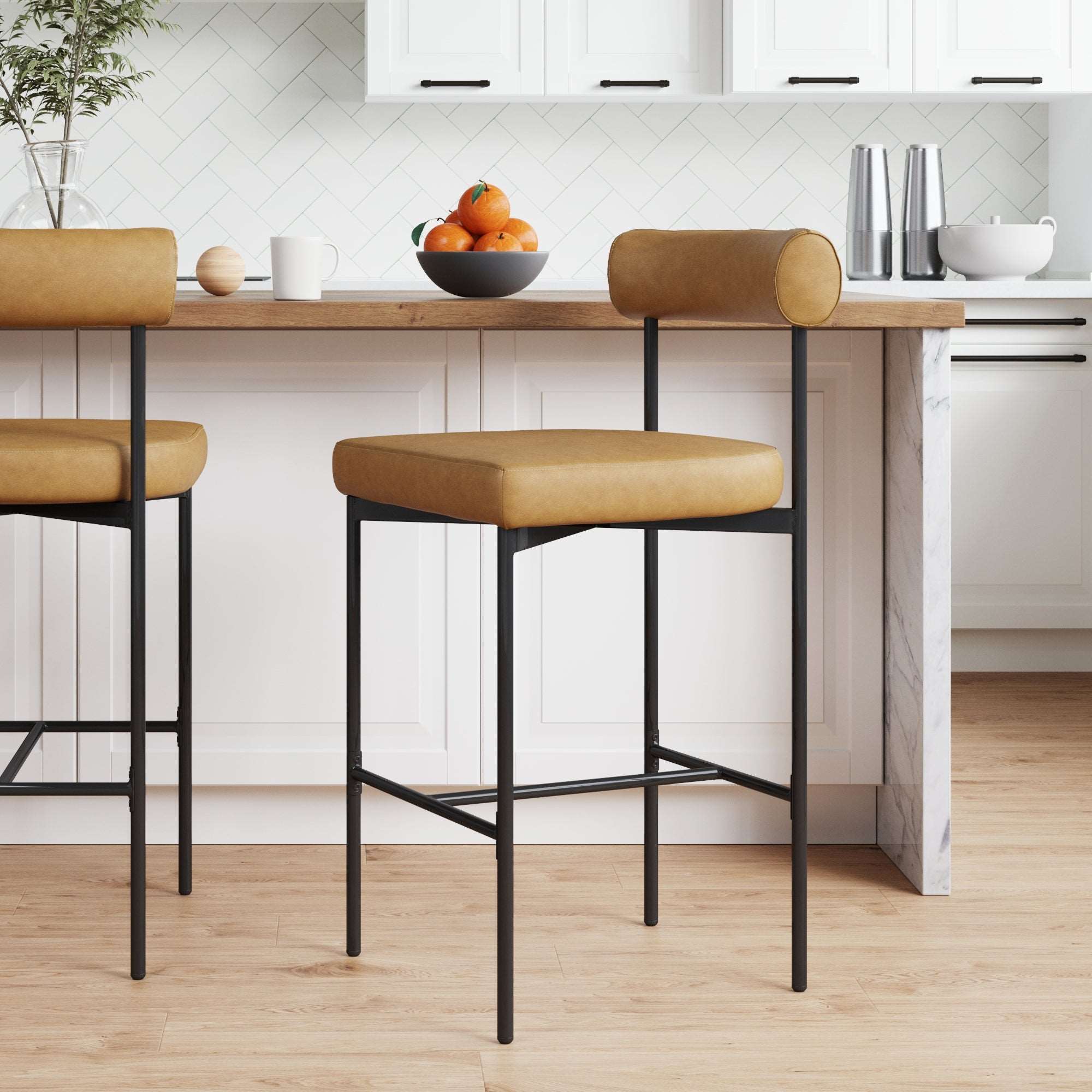 Faux Leather Bar Stool