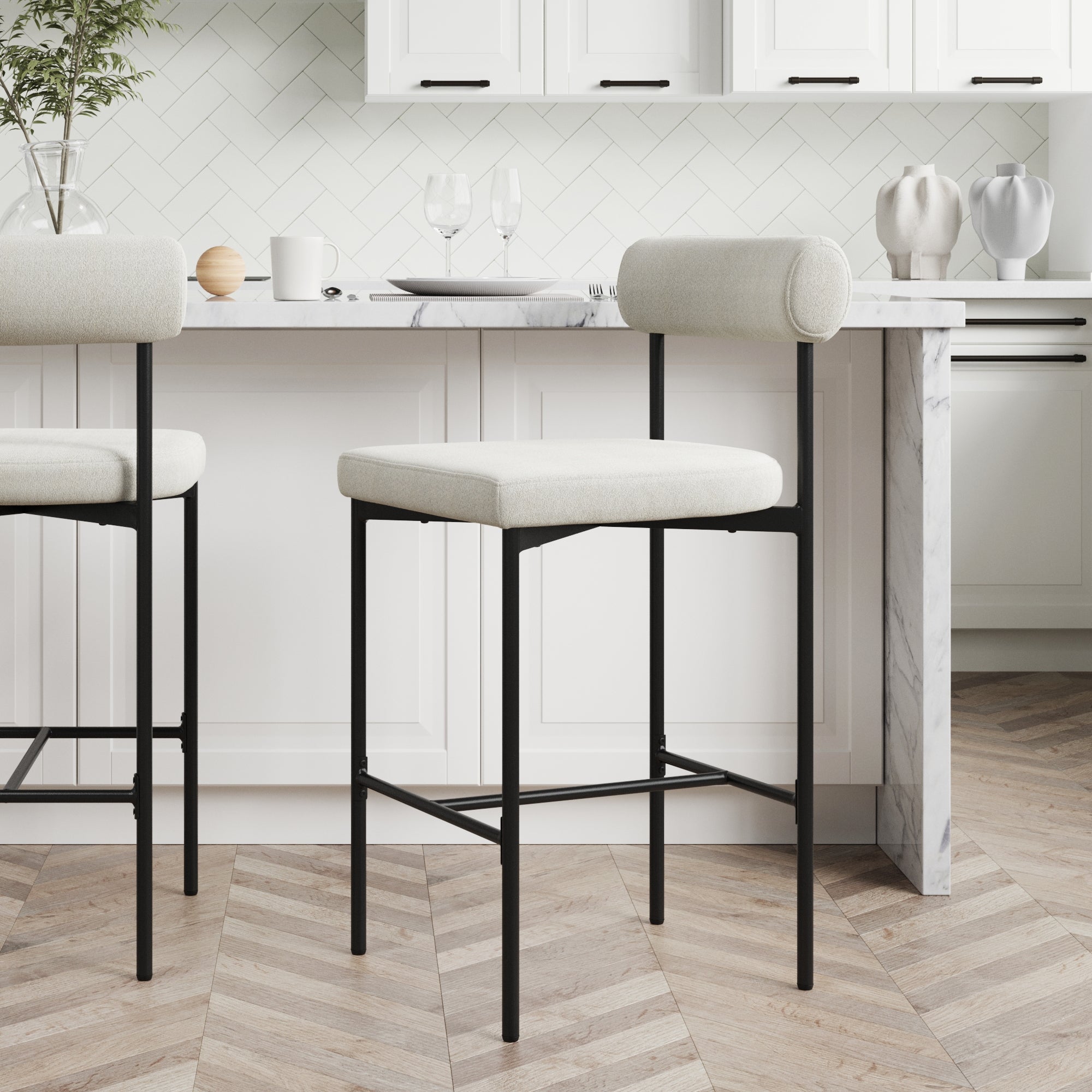 Boucle Upholstered Bar Stool