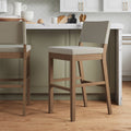 Wood Upholstered Sling Back Bar Stool