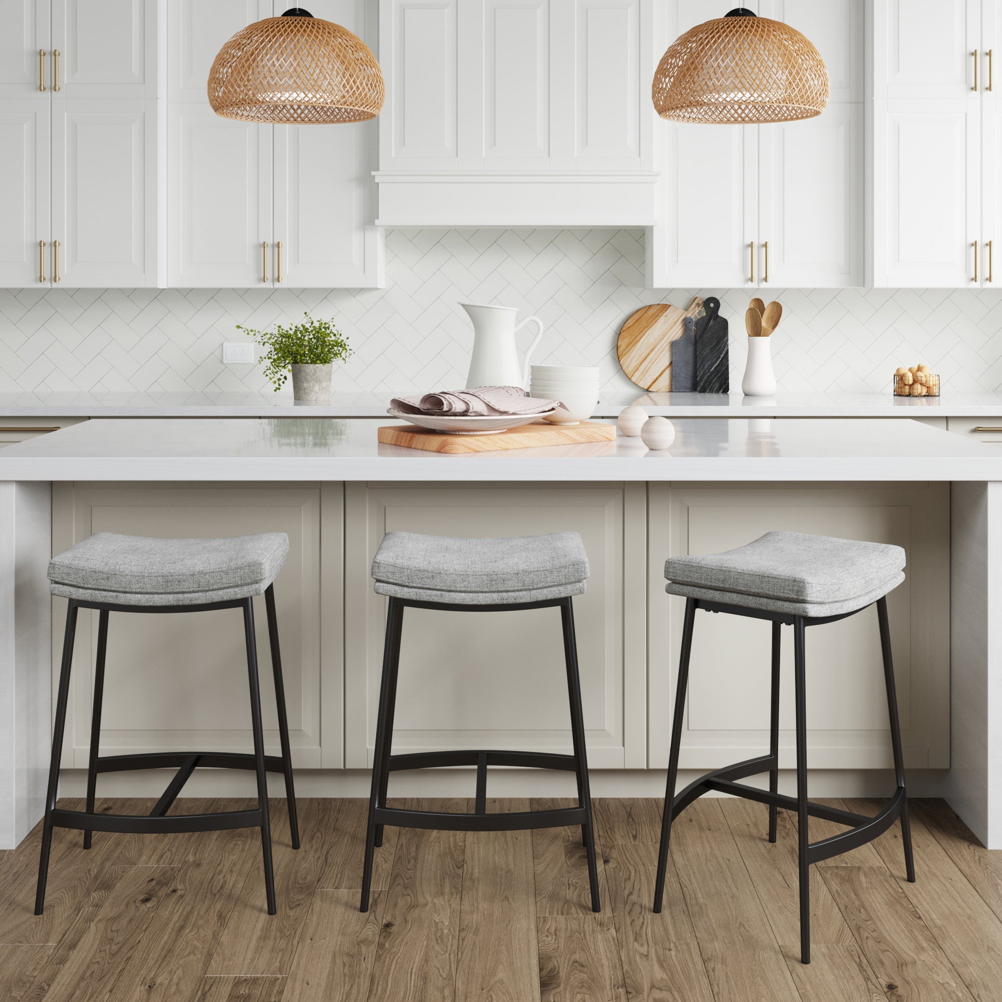Upholstered Saddle Bar Stool