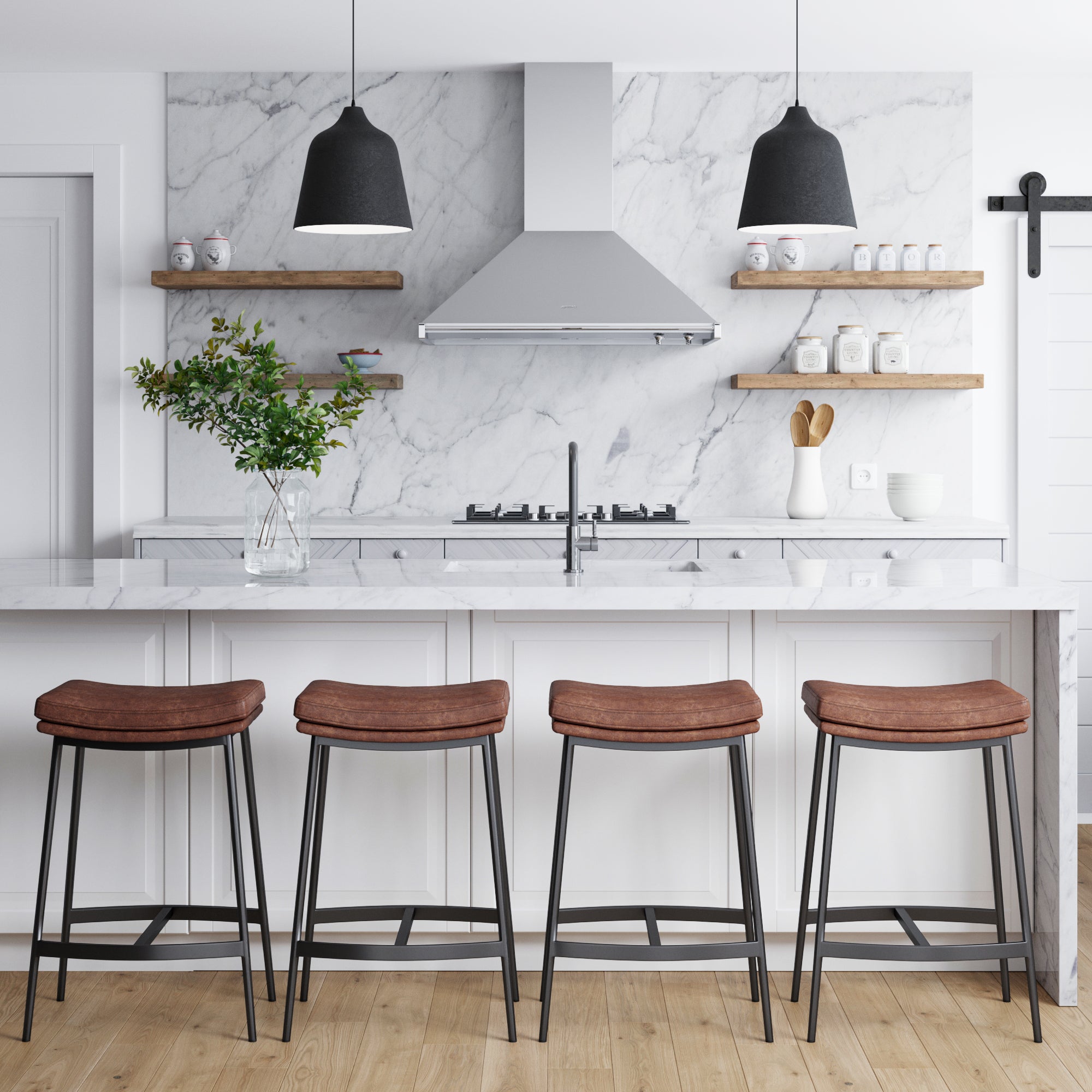 Faux Leather Saddle Bar Stool