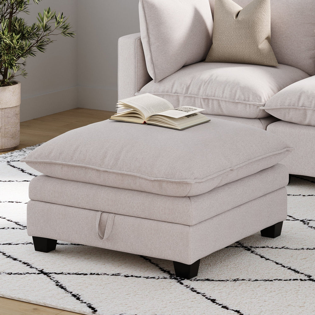 Soft Fabric Hidden Storage Ottoman