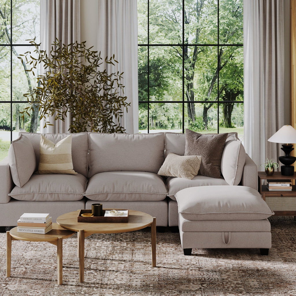 Soft Fabric Hidden Storage Ottoman