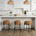 Round Faux Leather Backless Bar Stool