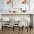 Round Boucle Backless Bar Stool