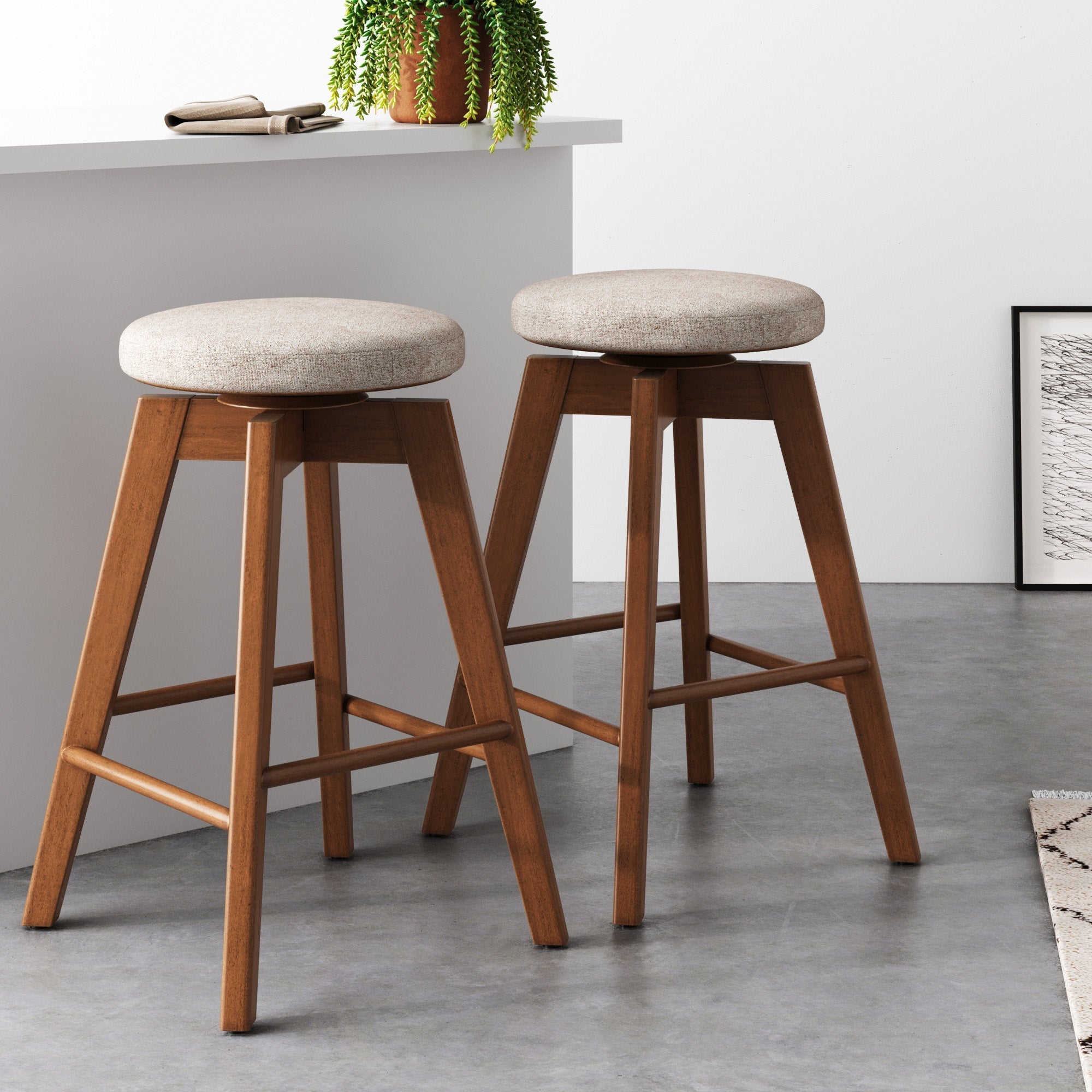 Wood Swivel Bar Stool