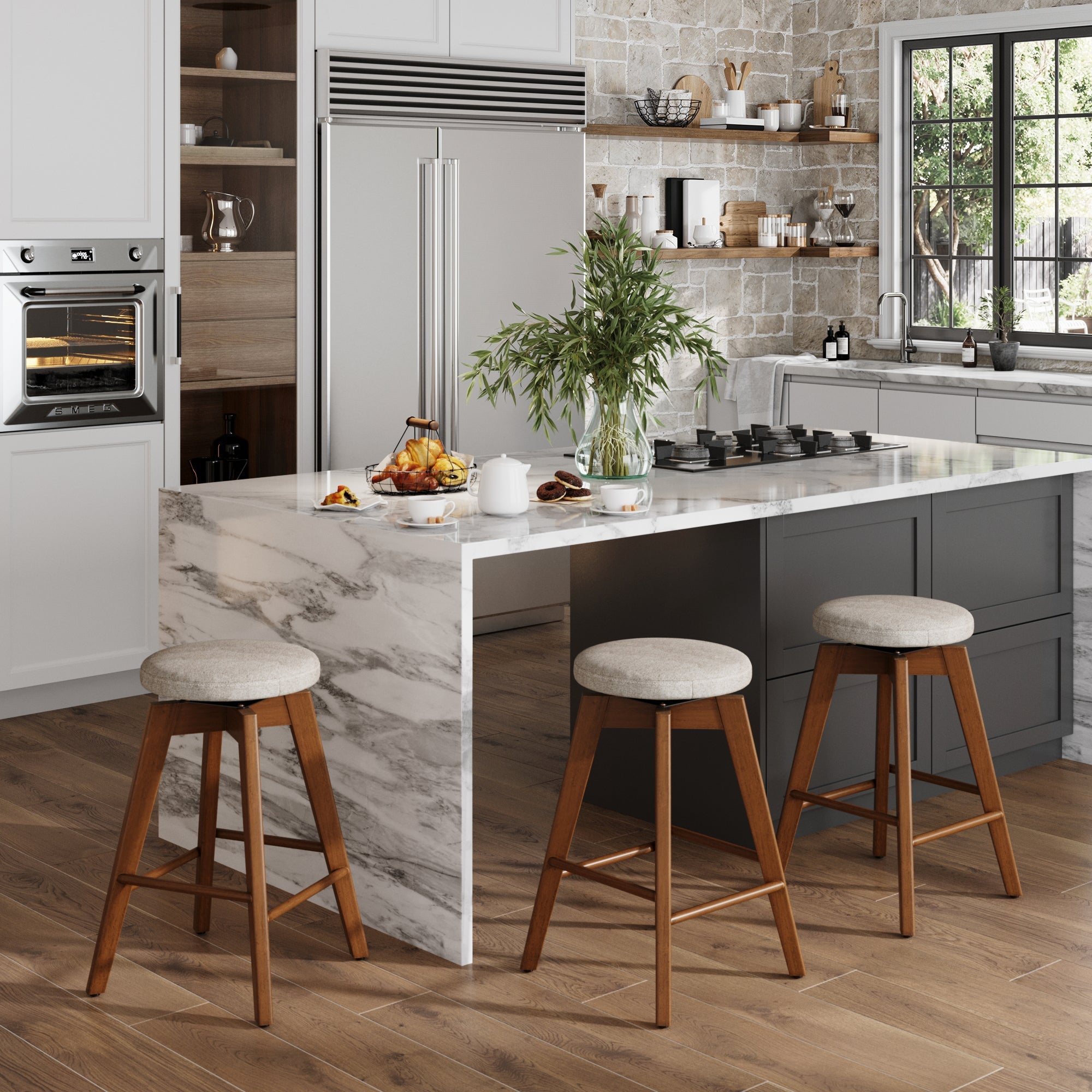 Wood Swivel Bar Stool