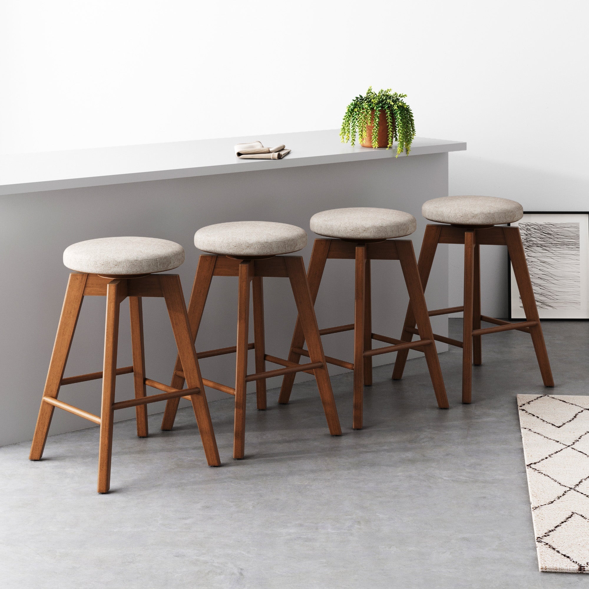Wood Swivel Bar Stool