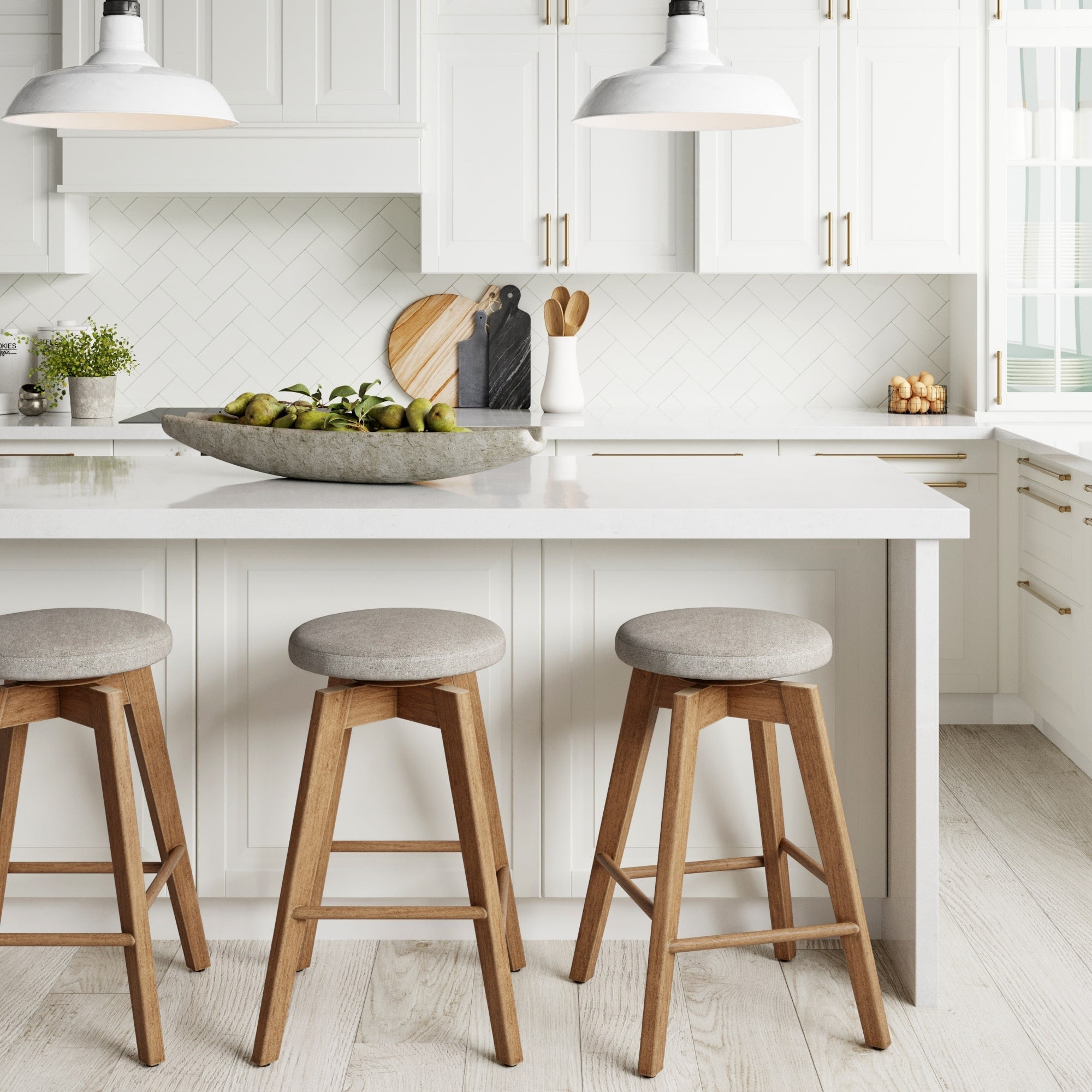 Wood Swivel Cushion Bar Stool