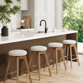 Wood Boucle Swivel Counter Stool