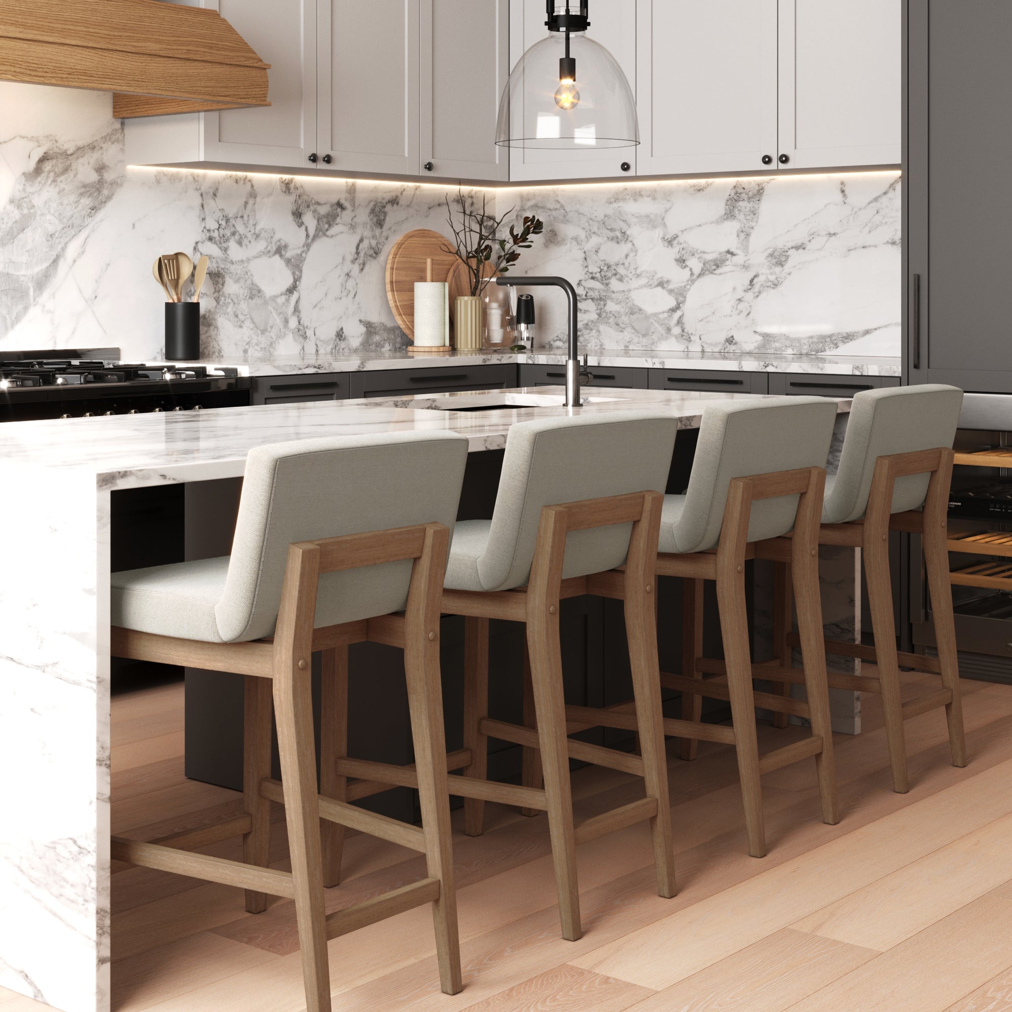Wood Upholstered Bar Stool