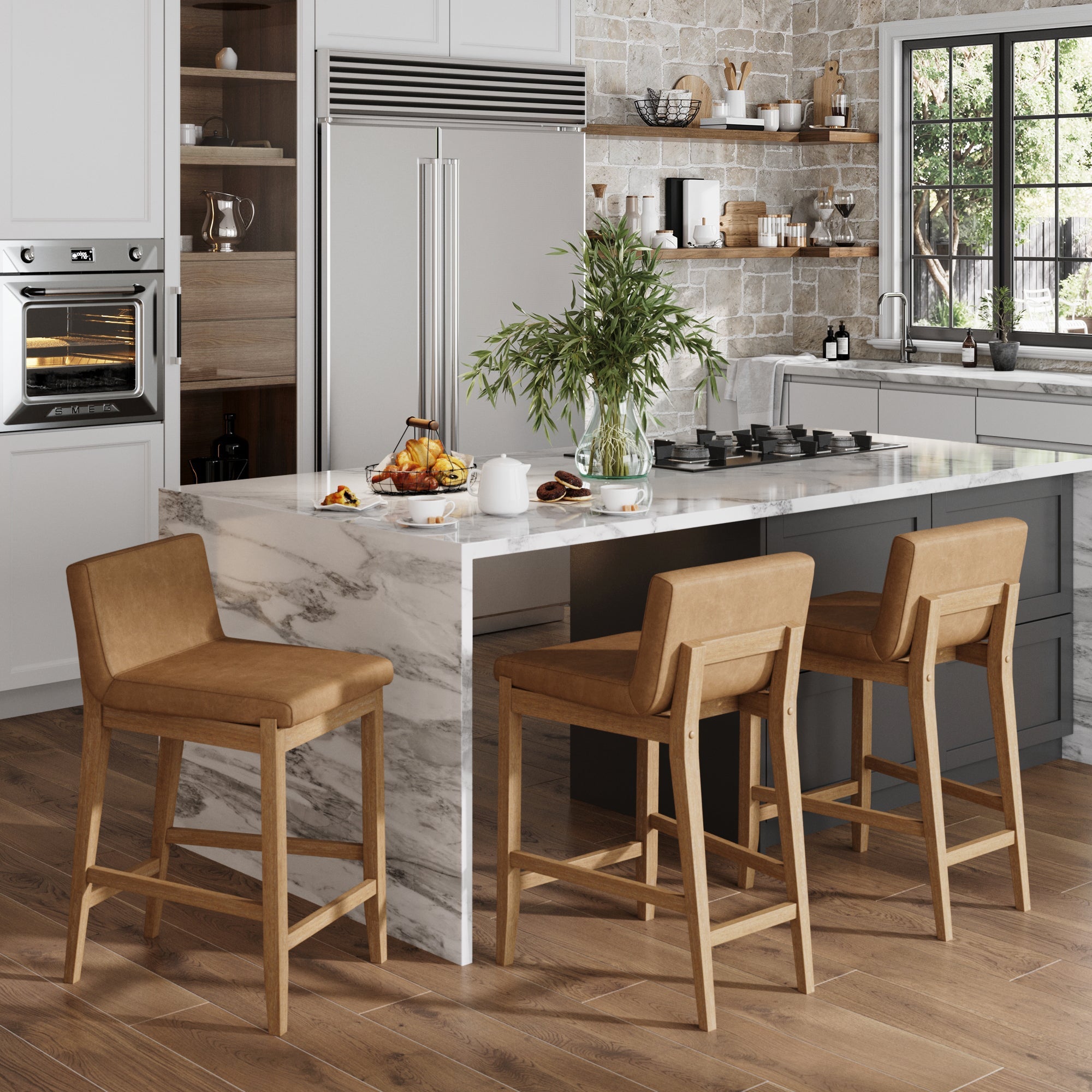 Faux Leather Bar Stool