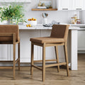 Wood Faux Leather Bar Stool