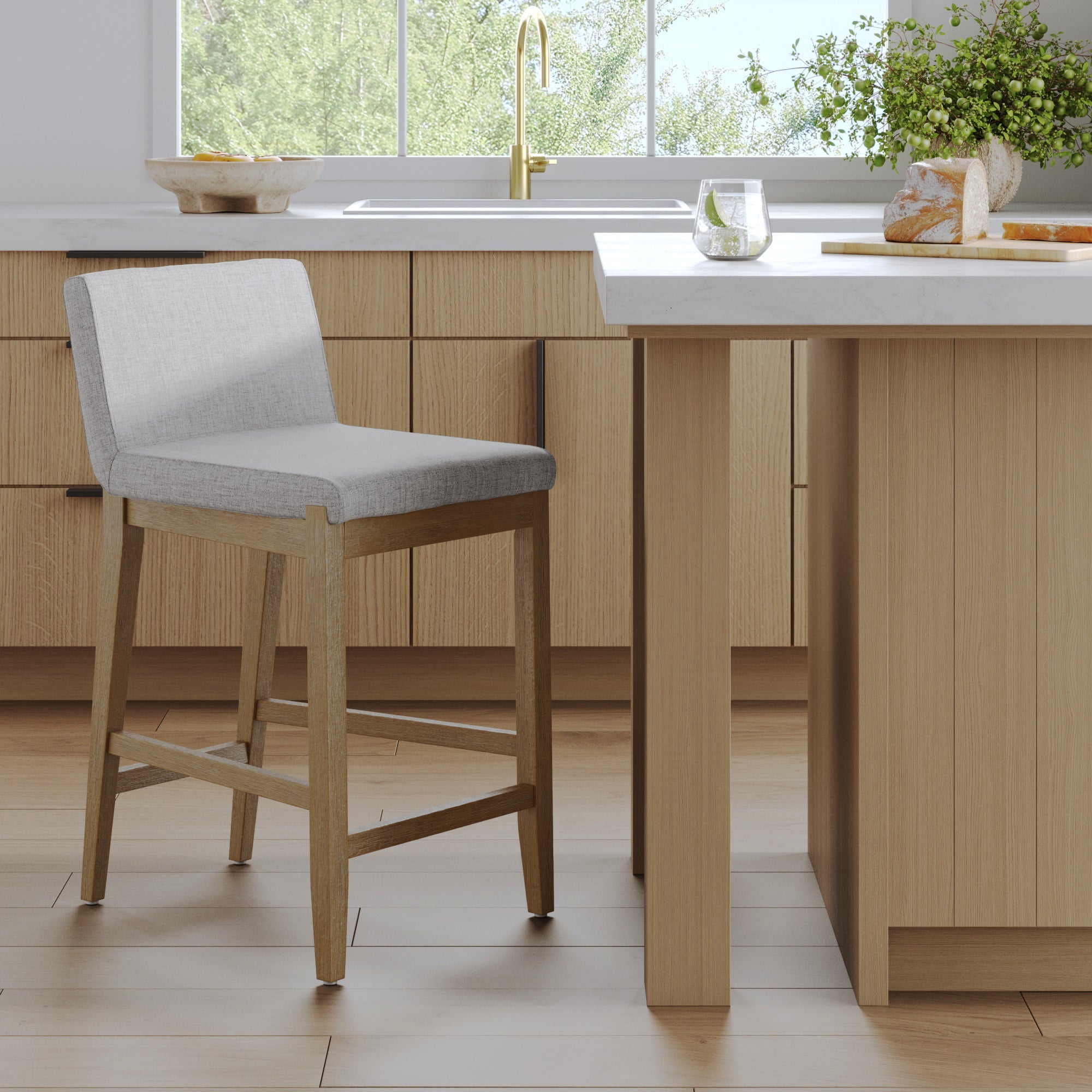 Modern Upholstered Bar Stool w/ Back