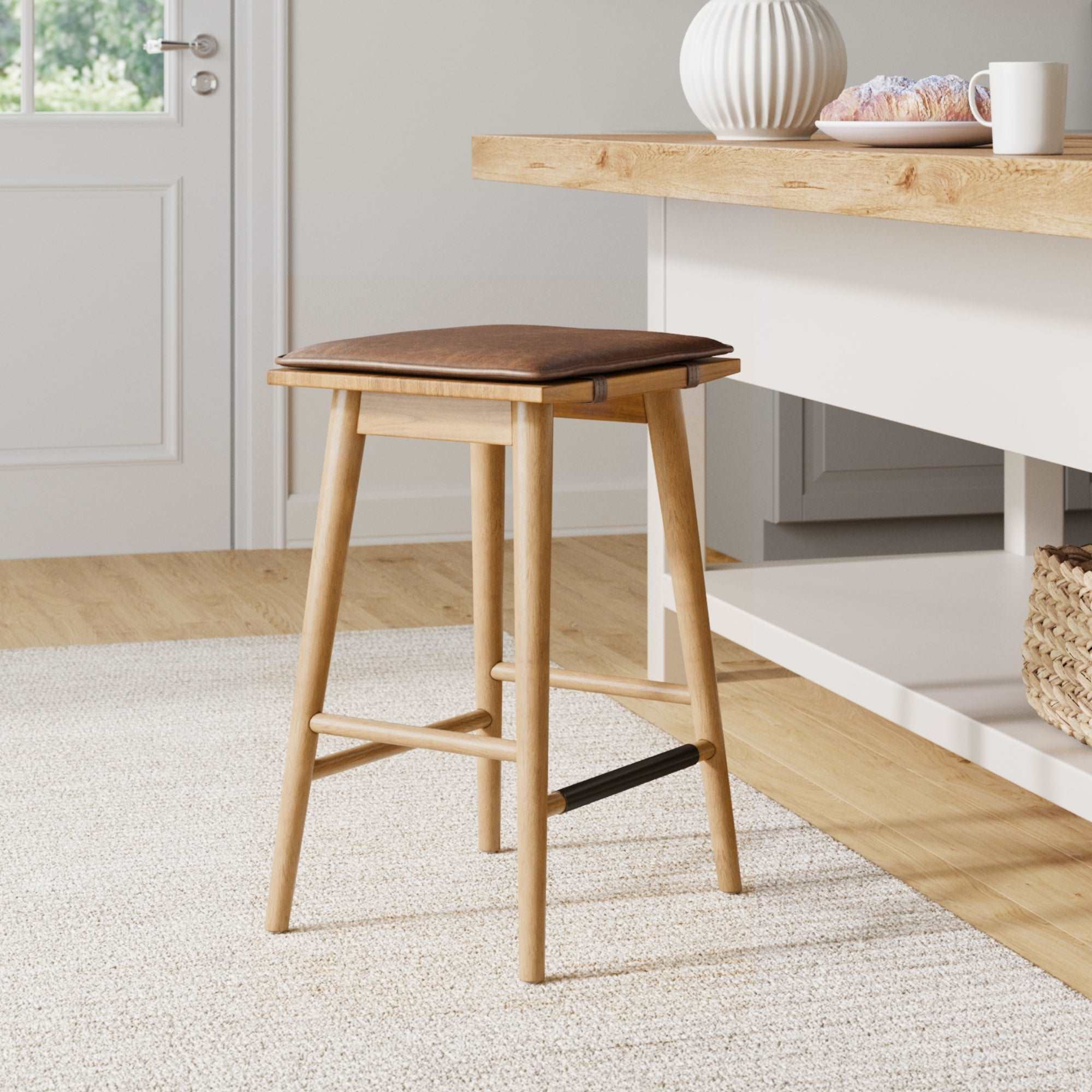 Wood Cushioned Bar Stool