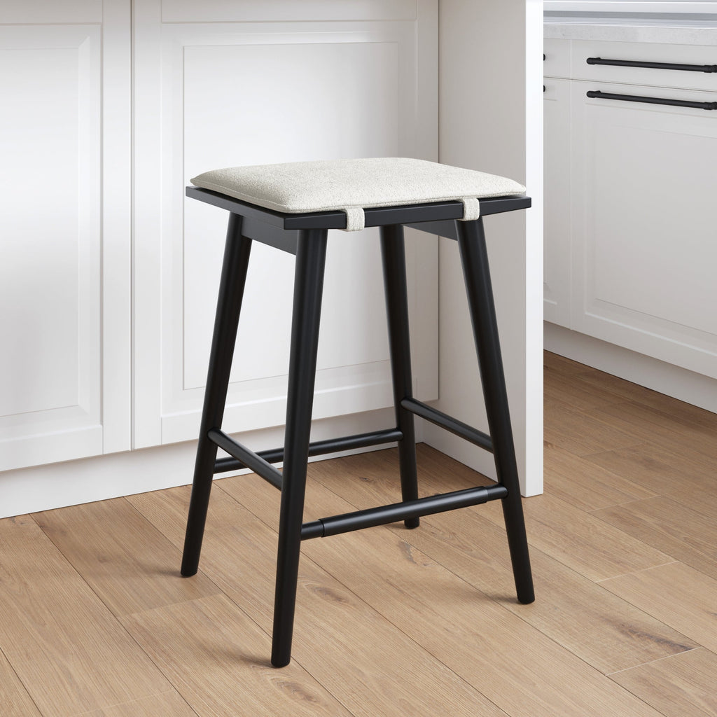 Wood & Boucle Bar Stool