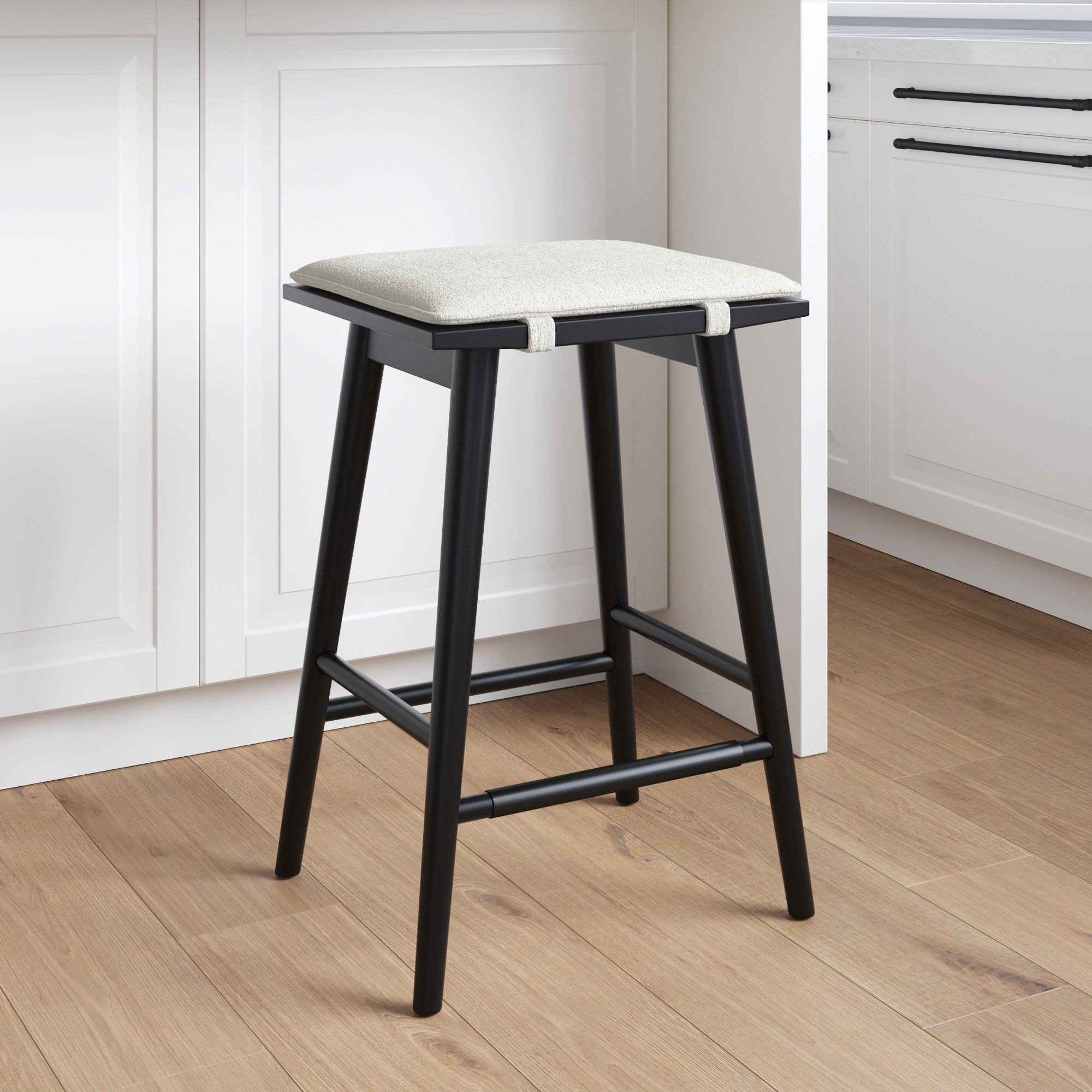 Wood & Boucle Bar Stool
