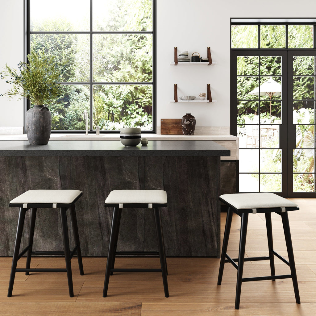 Wood & Boucle Bar Stool