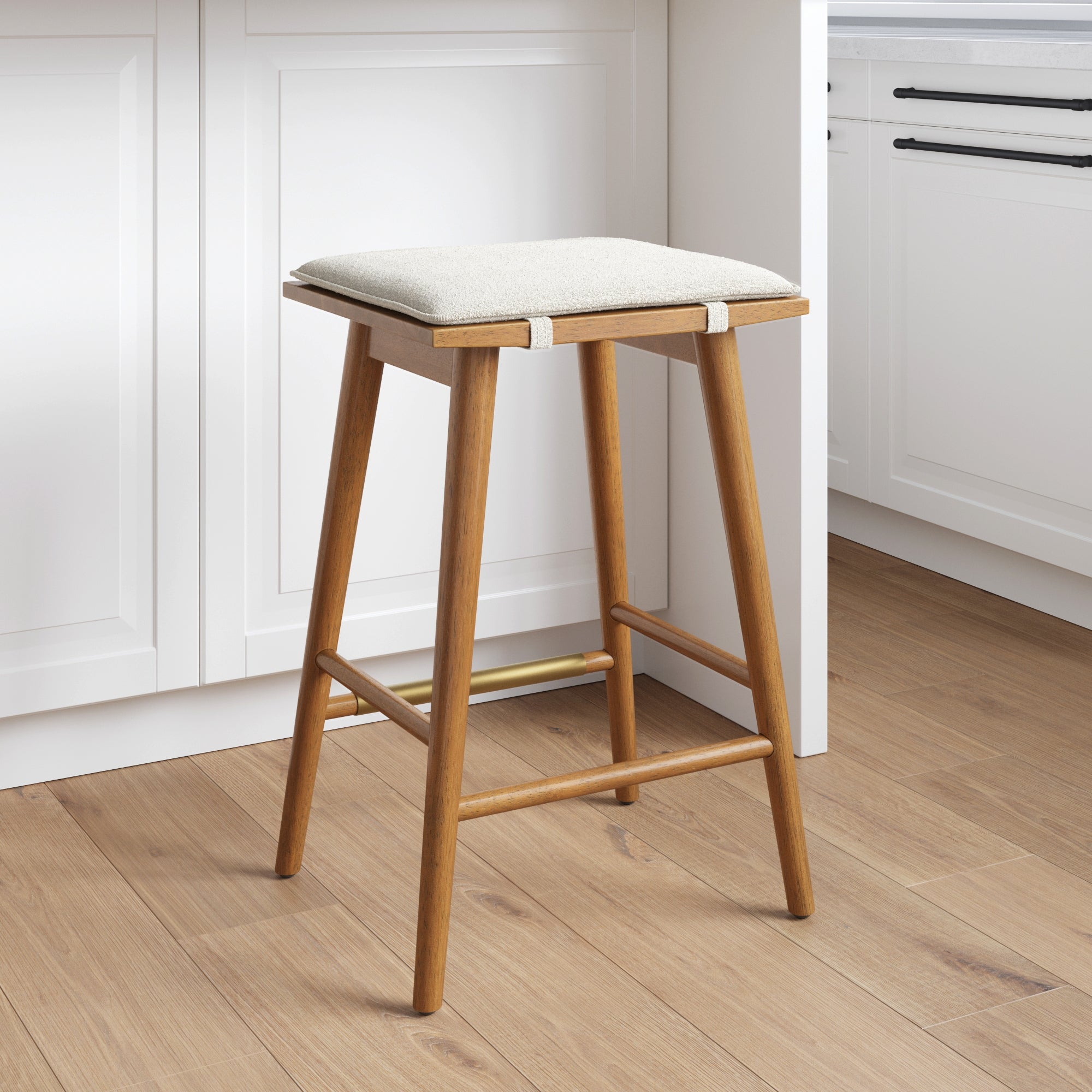 Wood & Boucle Bar Stool