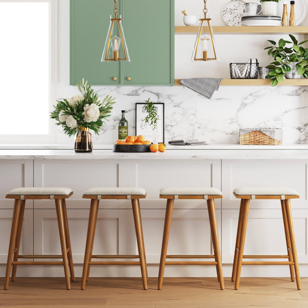 Wood & Boucle Bar Stool