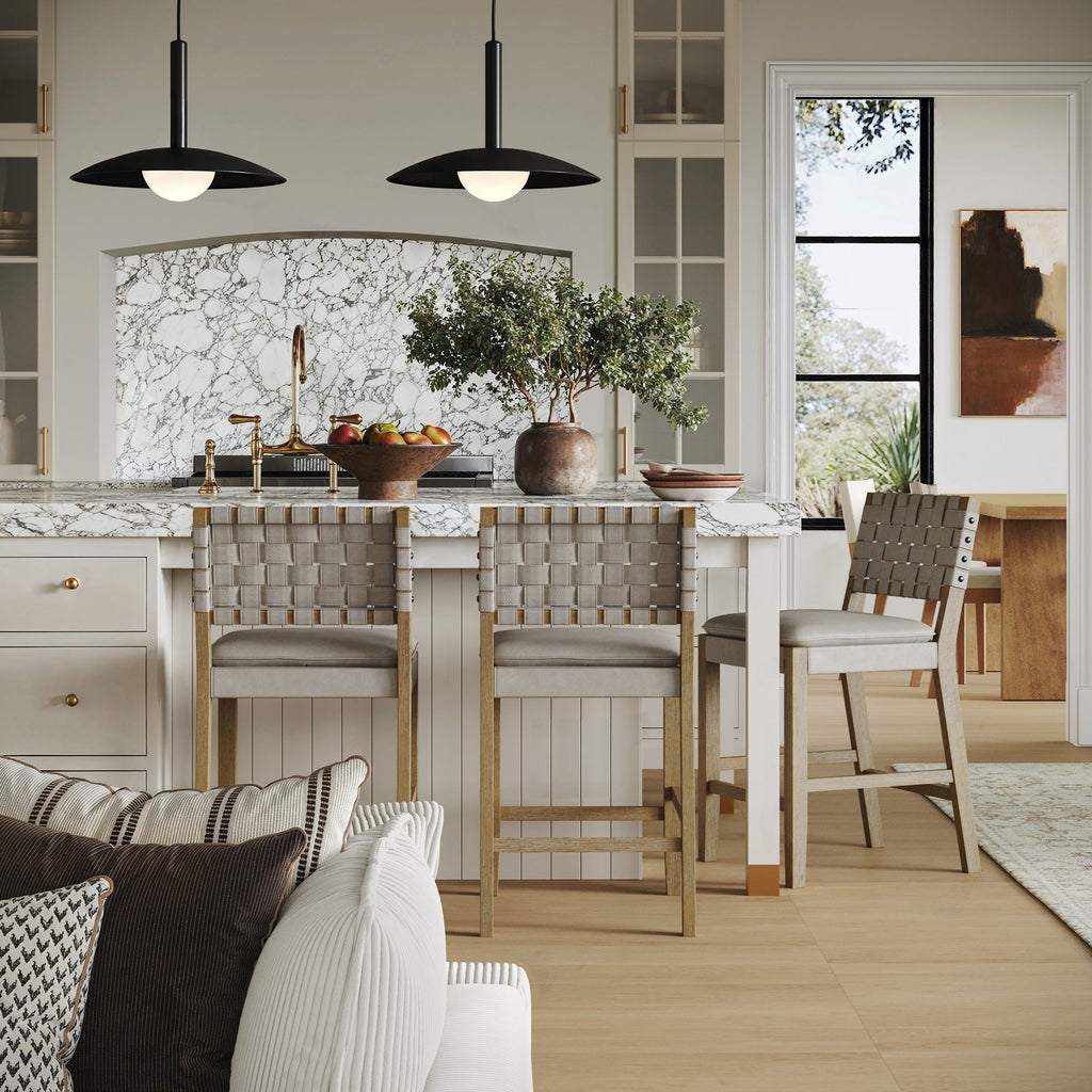 Woven Faux Leather Bar Stool