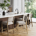 Woven Faux Leather Bar Stool