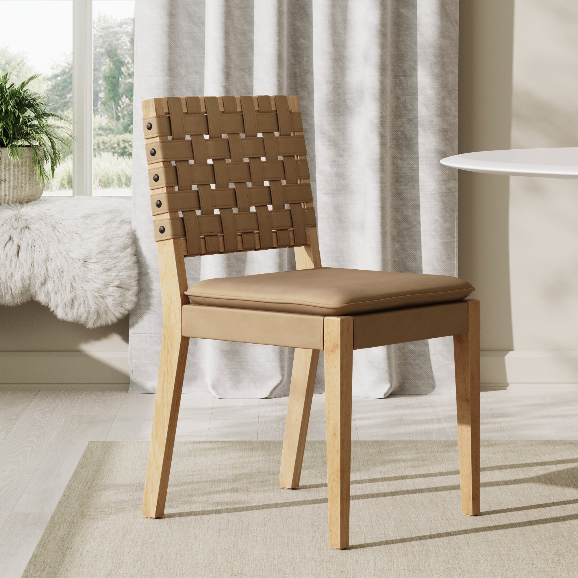 Woven Faux Leather Dining Chair