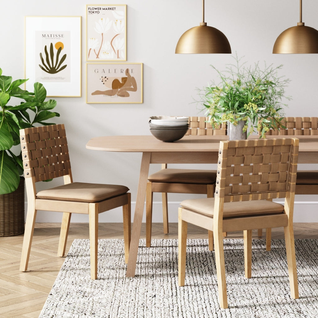 Woven Faux Leather Dining Chair