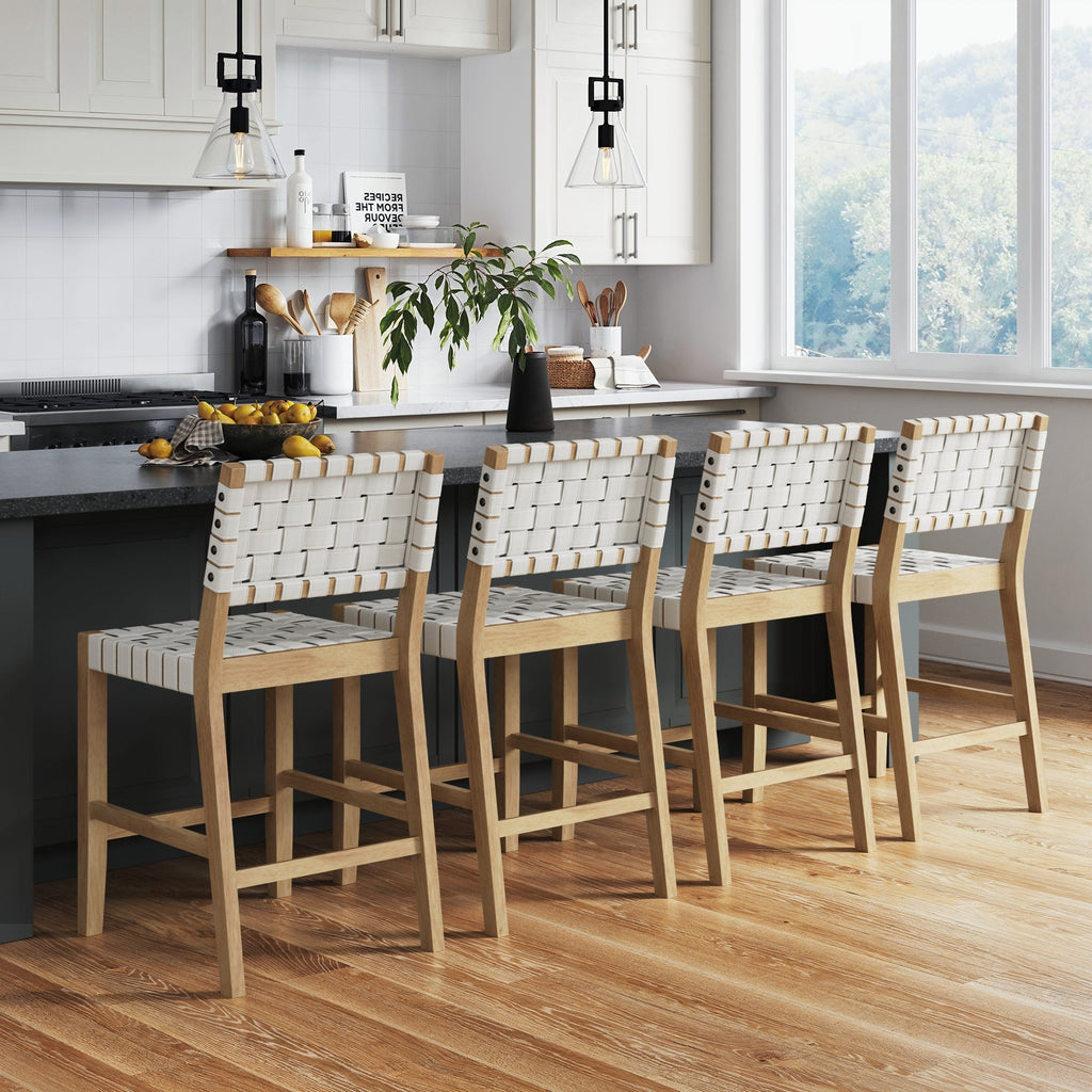 Faux Leather Woven Bar Stool Off