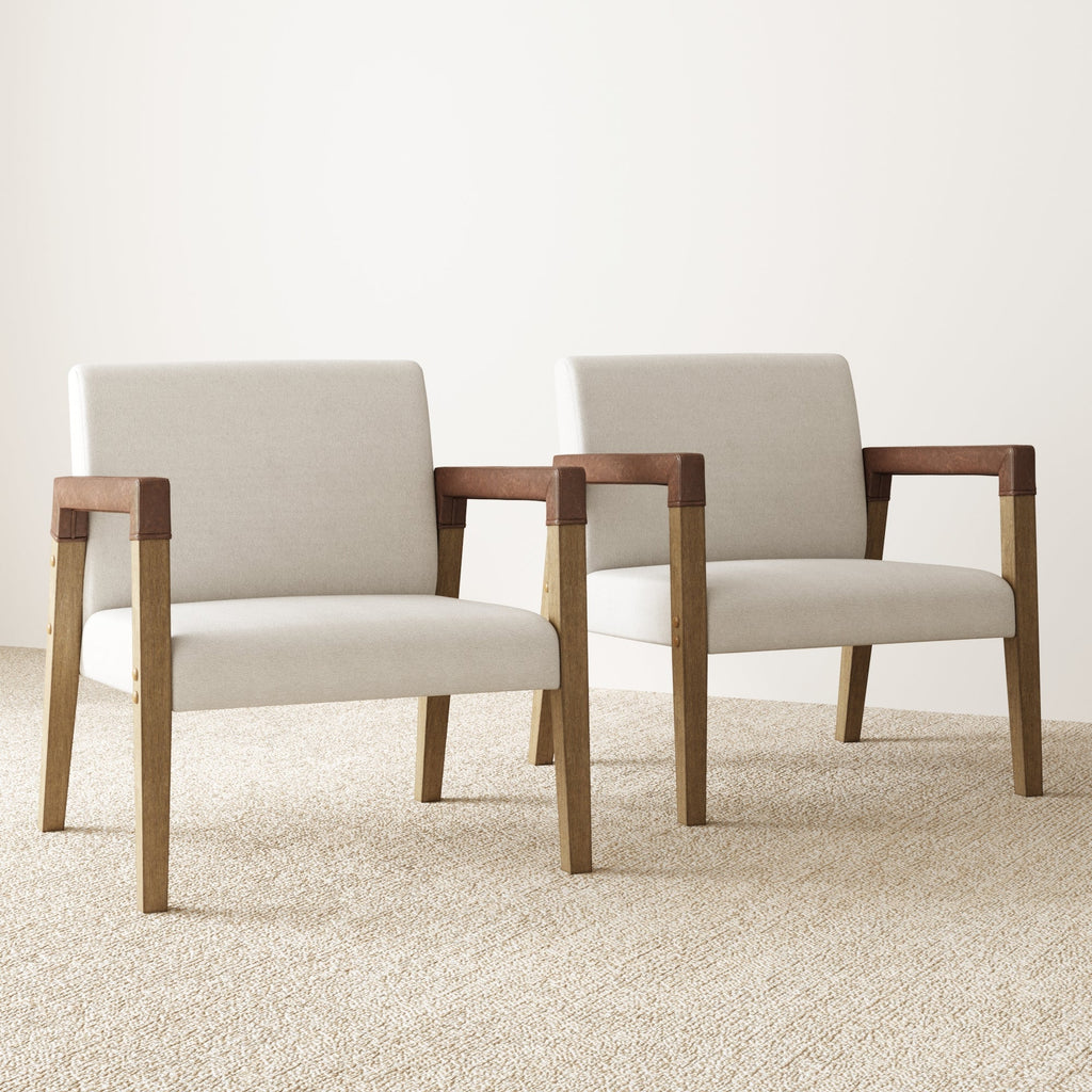 Wood & Faux Leather Accent Chair