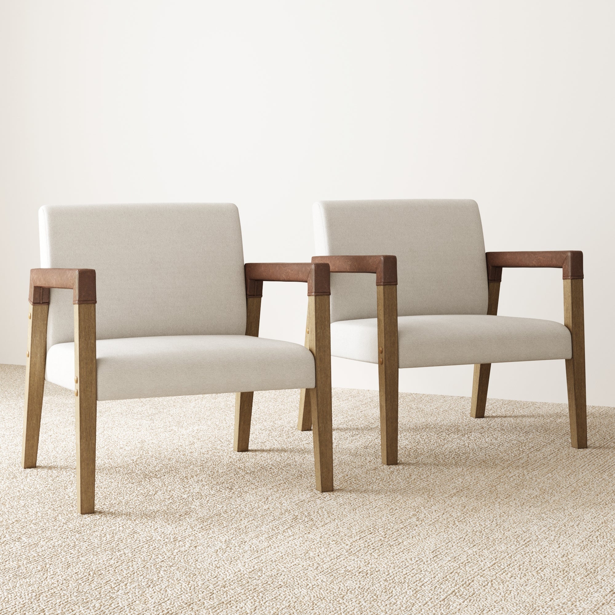 Wood & Faux Leather Accent Chair