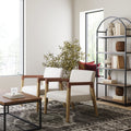 Wood & Faux Leather Accent Chair