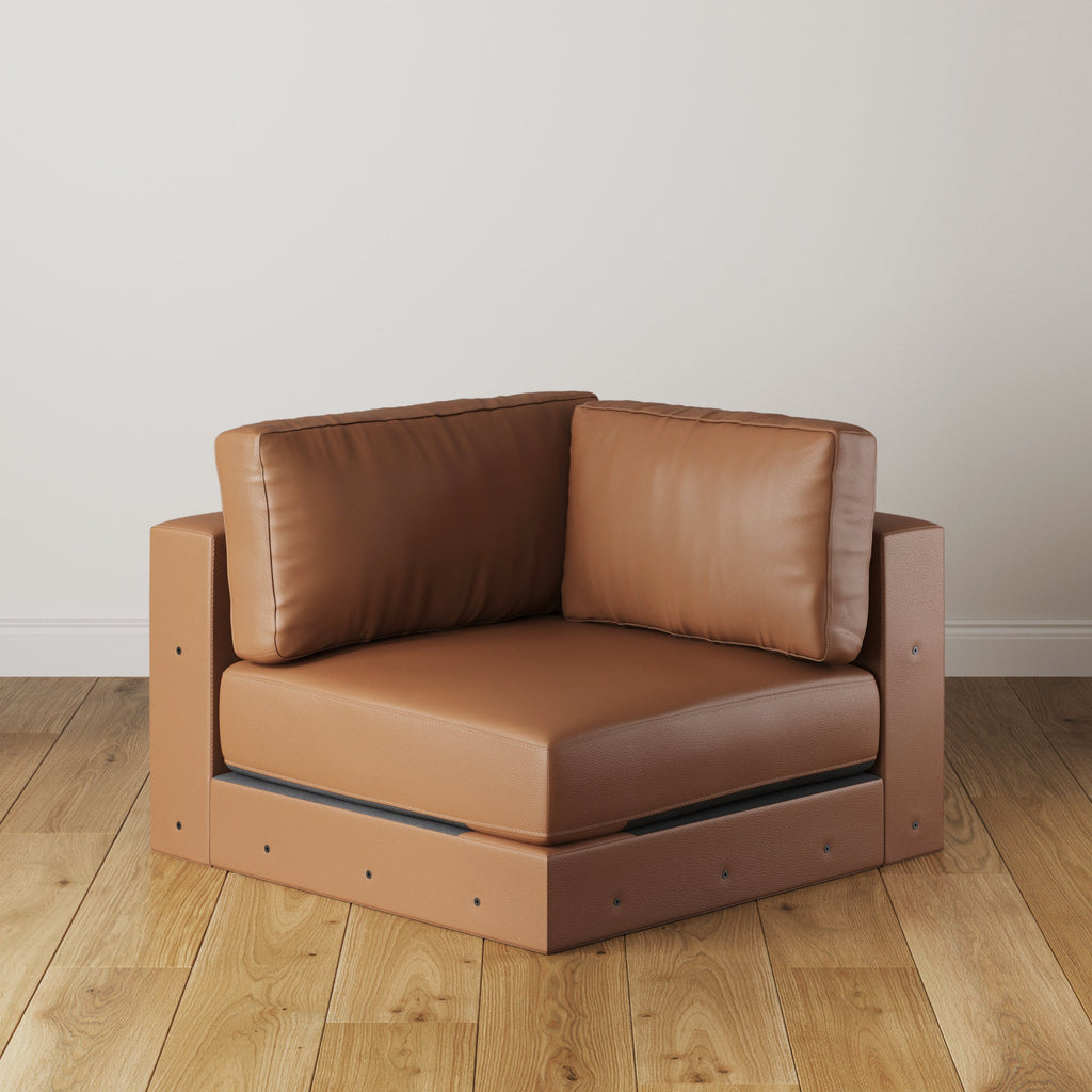 Upholstered Leather Sofa Corner Seat Camel (Modular Sofa Part)