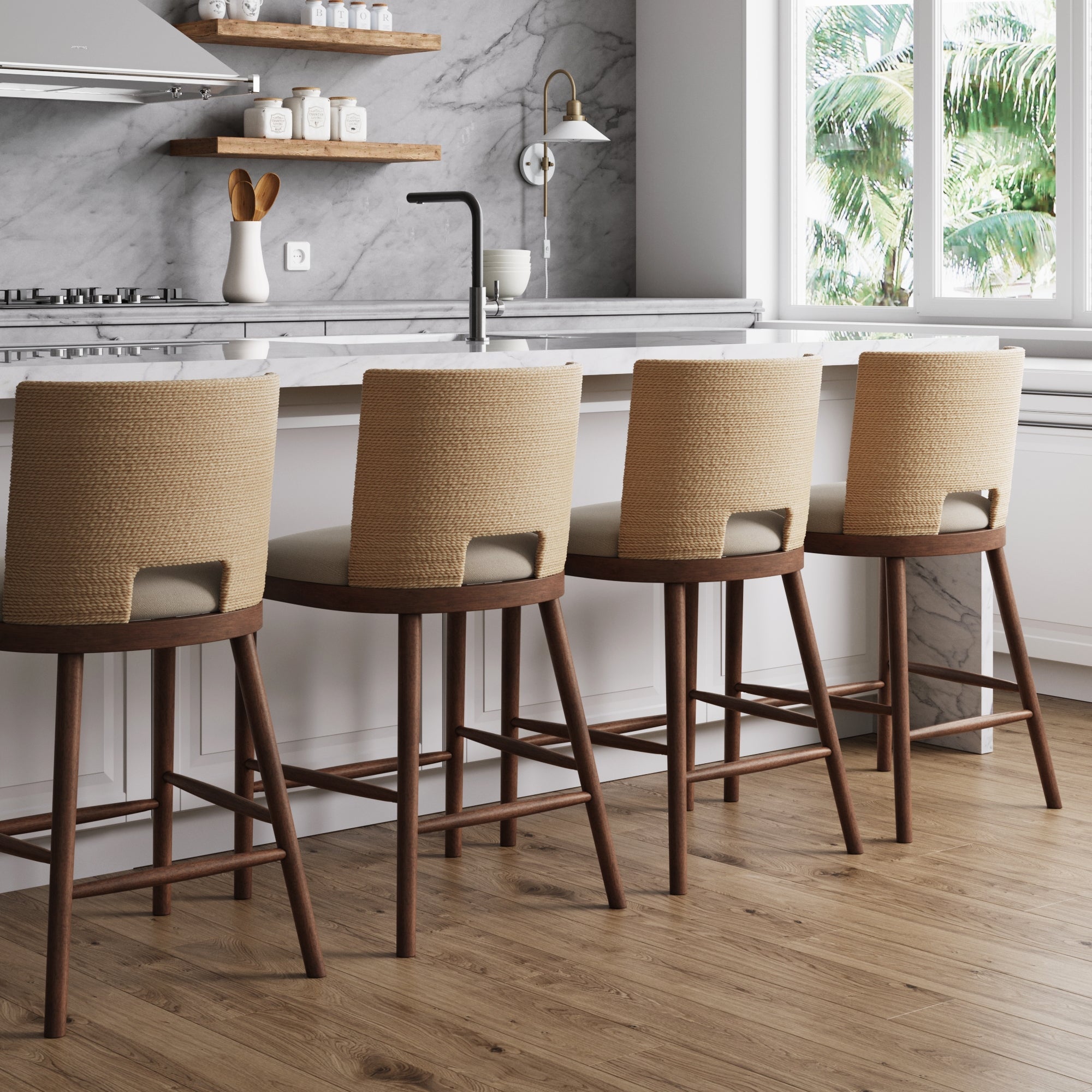 Seagrass Rope Back Counter Bar Stool Medium