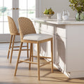 Woven Seagrass Back & Boucle Counter Bar Stool