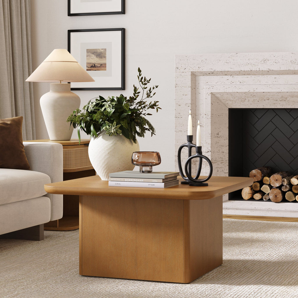 Modern Rustic Wood Square Coffee Table