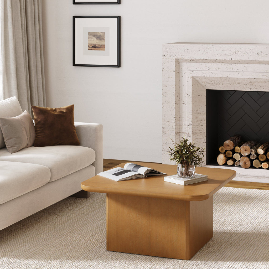 Modern Rustic Wood Square Coffee Table