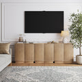 Mid-Century Modern Fluted TV Console Light Brown (for TVs up to 75")