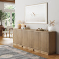 Mid-Century Modern Wood Fluted Cabinet Credenza