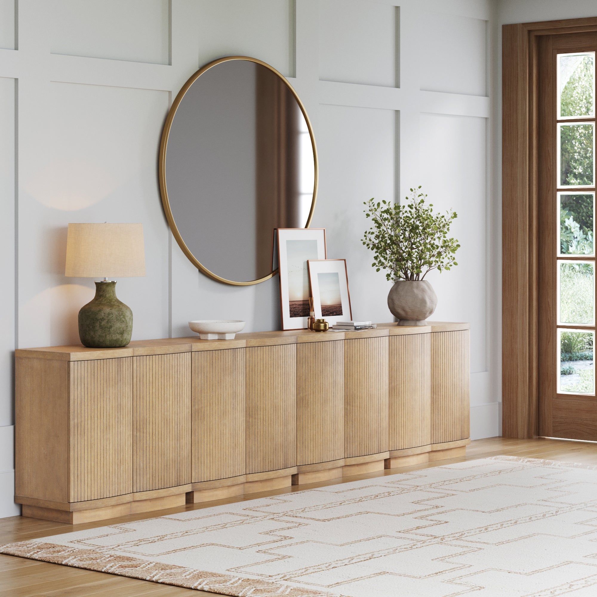 Mid-Century Modern Large Fluted Credenza