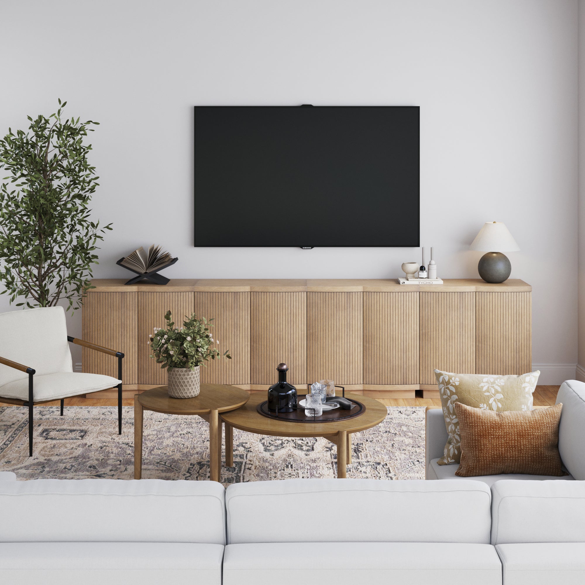 Mid-Century Modern Large Fluted Credenza